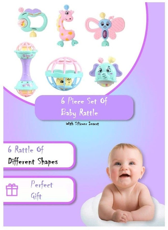 Quasar Colorful Lovely Attractive Lite Pink Rattle Teether Toy Safe Non-Toxic Plush Rings Babies 6months+ Sorting, Stacking Plugging Toys Children Toddlers Toy Born Baby First Toys - 6 Piece Combo - Image 4
